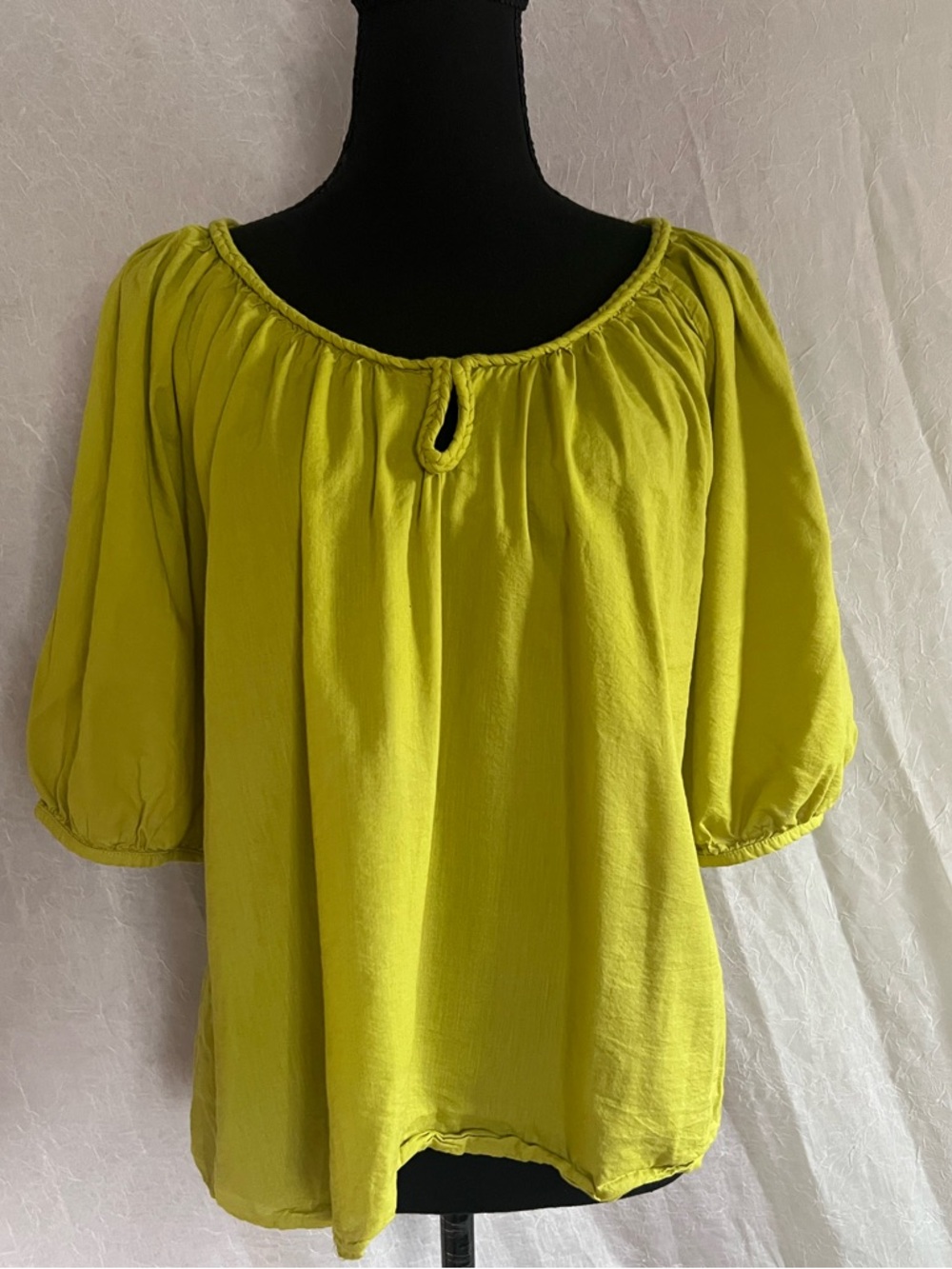 Lime Off-Shoulder Peasant Blouse - Unbranded